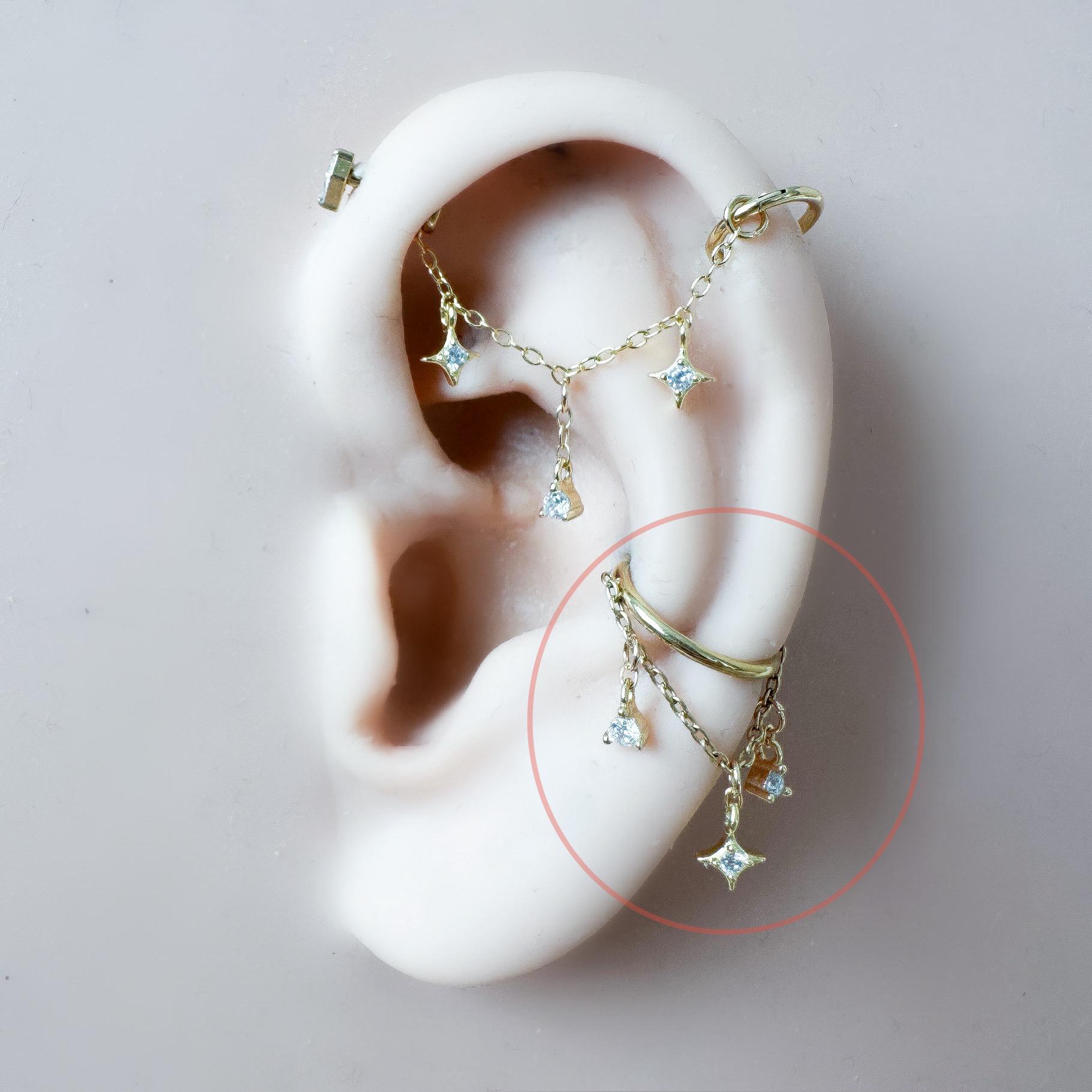 CZ Moon Tragus Earrings star cartilage studs star Tragus Earring conch earring e