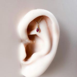 Hidden Helix Piercing 16g F136 Implant Grade Titanium Pink Ruby CZ flat piercing, helix labret, hidden rook piercing