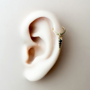 16G 18G Onyx Spike Dangle Gold Stainless Steel Cartilage Hoop Earrings, hoop huggies, helix hoops, small hoops, helix piercing