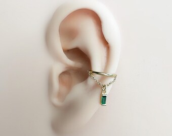 14g 16g 18g 6 mm-12 mm Aurora Emerald Implantat-Qualität Titan Kette Edelstein Conch Creolen, Helix Creolen, Gold Creolen, Silber Clicker Creolen, Segmentring