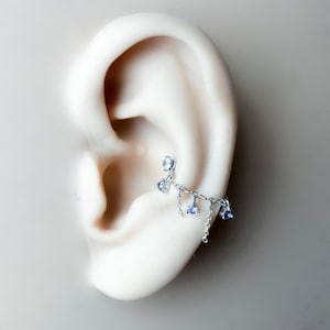 Zierliche Amethyst CZ Flutter Kette (nur) für Conch Piercing, Helix Ketten Piercing, Conch Ketten Ohrring, Conch Ketten Piercing 14g, 16g