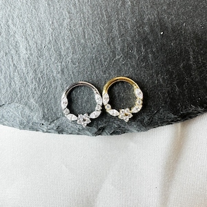 F136 Titanium Mini Blossom Daith hoop, daith huggie, hoop huggies, cartilage piercing, helix hoops, septum ring, nose ring 8mm 16g