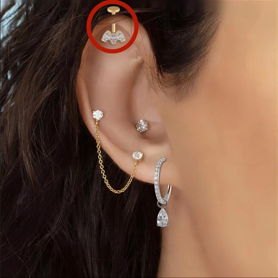 Mayhoop 16G Clear Tragus Helix Earrings Studs Piercing 6mm Flexible