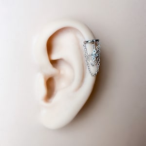 6 mm-12 mm Dainty Hera Charm Silver Double Chain Helix Piercing, cerceaux câlins, boucles d'oreilles chaîne, cerceaux hélicoïdaux, 16 g 18 g en acier inoxydable