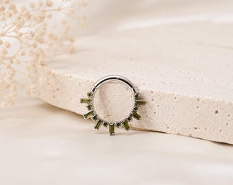16G Dainty Cluster Rhinestone Accents Titanium daith hoop, septum piercing, nose ring, daith piercing, nose ring