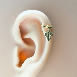 Dainty 16G or 18G Gold Leaf Cartilage Hoop Earrings, rook huggie, hoop huggies, cartilage piercing, tiny hoops, helix hoops, small hoops
