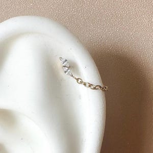 Dainty Push Pin Titanium Marquise Stack Chain Helix Piercing, cartilage piercing 16g 18g, hoop huggies, , chain earrings, helix hoops