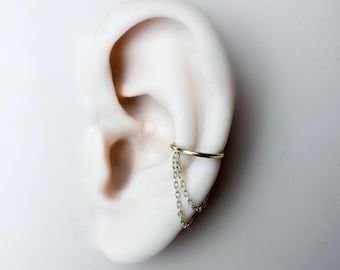 6mm-12mm, Dainty Minimalist Double Chain Helix Piercing, cartilage piercing, hoop huggies, helix hoops, 16g 18g stainless