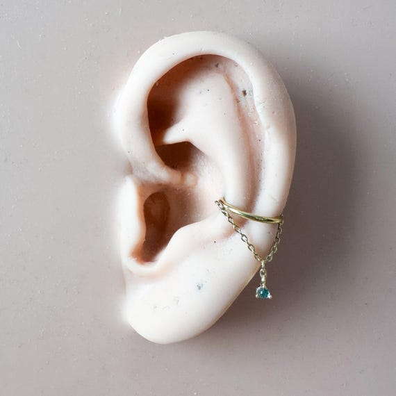 16g 18g 6-12mm Dainty Gold Moss Agate Vera Dangle Charm