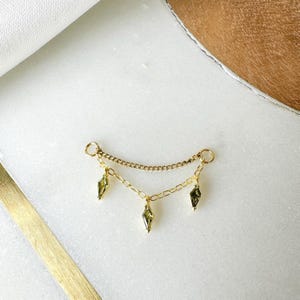 Dainty Industrial Barbell Kite CZ Double Chain (only) for Piercing, Gold Sterling Helix Chain Piercing, Chain Earring, 14g, 16g, 18g