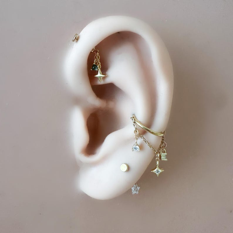 Dainty Dainty Star and CZ F136 Titanium 16G 18g Push Pin Flat Back ...