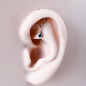 Hidden Helix Piercing 16g F136 Implant Grade Titanium Sapphire CZ flat piercing, helix labret, hidden rook piercing