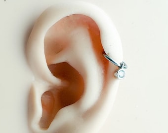 16G 18G Minimalist Circle CZ Stainless Steel Cartilage Hoop Earrings, rook huggie, hoop huggies, tiny hoops, helix hoops, small hoops