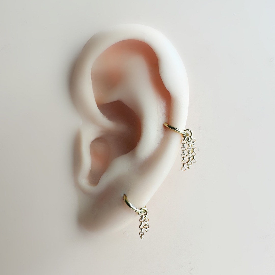 Minimalist Rolo Chain Helix Hoop Earrings, Rook Piercing, Hoop Huggies