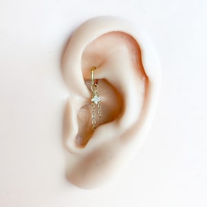 Dainty Wish Upon a Star Rook 6mm 8mm 16g 18g 20g 316L Surgical Steel hoop, rook huggie, cartilage piercing, cartilage earrings