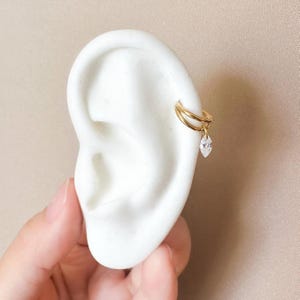 16g Implant Grade Titanium Double Hoop Marquise CZ Charm conch, septum ring piercing F128 titanium ring hoop cartilage piercing, conch hoop