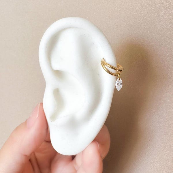 16g implantaat kwaliteit titanium dubbele hoepel marquise CZ charme conch, septum ring piercing F128 titanium ring hoepel kraakbeen piercing, conch hoop