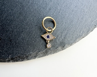 16g 14g Belly Ring Dainty Evil Eye Hoop Titanium silver or gold, belly piercings, 8mm or 10mm, Hoop Piercing, Hamsa Piercing