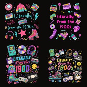 Buchstäblich aus den 1900er Jahren PNG Bundle, Retro 90er Jahre & Y2K Nostalgie Clipart, Vintage Popkultur Sublimation Digitaler Download