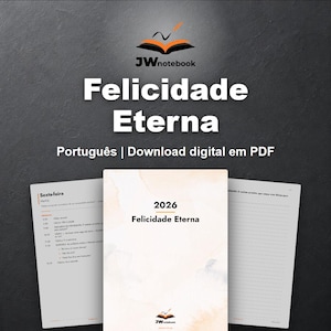 Cuaderno de notas Asamblea 2026 en portugués - Felicidade Eterna - JwNotebook.org
