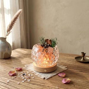 Frasco difusor artesanal de cristal natural, pote de vidro com pedra perfumada, decoração zen para casa, porta-óleos essenciais para mesa, presente