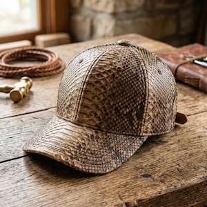 Handcrafted  Python Leather Baseball Cap: Exotic Snake Skin Hat
