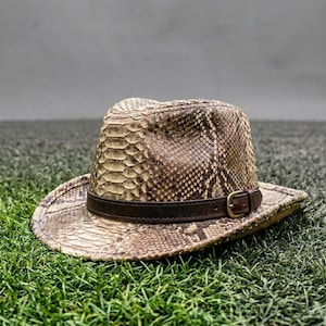 Python Snakeskin Fedora Hat, Exotic Western Festival Style