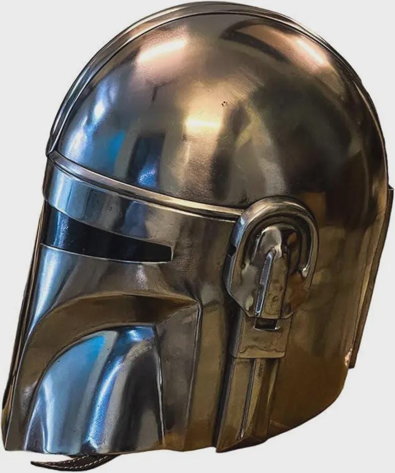 Medieval Style Mild Steel Mandalorian Helmet, Cosplay Armor, Wearable and Functional for Adult Parties, and Stage Halloween Cosplay. image 3