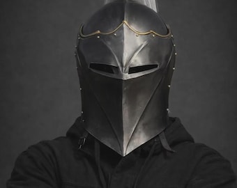 Medieval Knight Steel Helmet With Visor & Plume Handmade Renaissance Armor Functional Visor Design Halloween Christmas