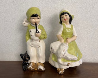 Vintage MCM porcelain figurine Dutch couple set