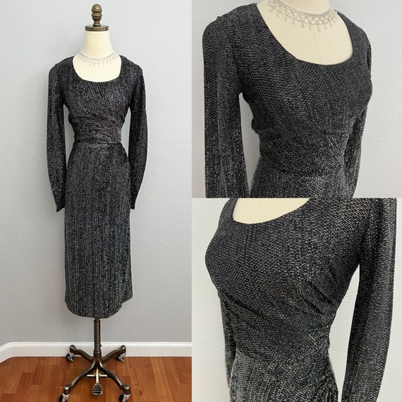 Vintage 1950s Black Chromspun Lurex dress by Vogu… - image 1