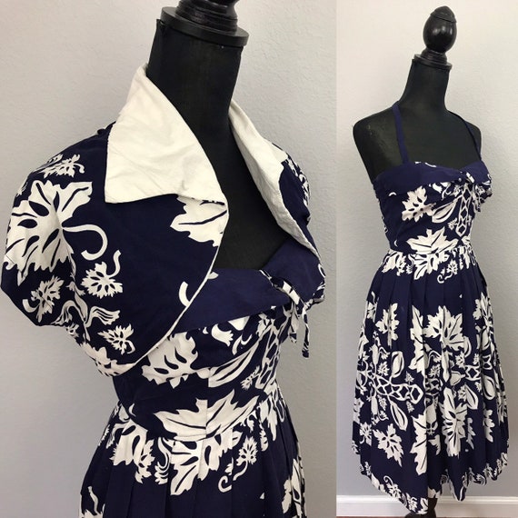 1950s Kamehameha Hawaiian tiki dress