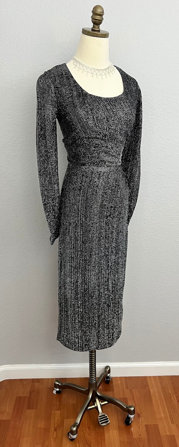 Vintage 1950s Black Chromspun Lurex dress by Vogu… - image 3