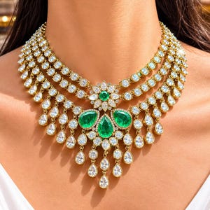 Layered Indian Mint Polki Jewelry Green Doublet Kundan Choker Sabyasachi Jewelry Rani Haar Necklace