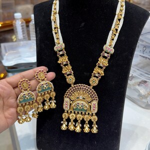 Emerald Green Polki Necklace Indian Jewelry Sabyasachi Inspired Bridal Wedding Choker Gold Plated Set