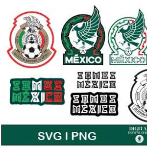 Puede incluir: Una colección de diseños gráficos digitales con el emblema de la selección nacional de fútbol de México, incluyendo águilas, balones de fútbol y el texto "MÉXICO" y "SOMOS MÉXICO" en varios colores como rojo, verde, blanco, negro y oro.