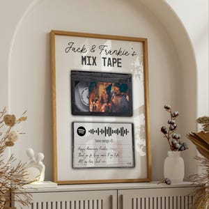 Personalised Mixtape Print | Custom Spotify Playlist Gift | Cassette Photo Print | Anniversary Gift | Couple Wall Art