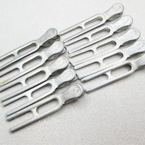 Vintage 1950s TIP TOP Pin Curl Clips- Aluminum Metal Finger Wave Setters- Hair Curlers