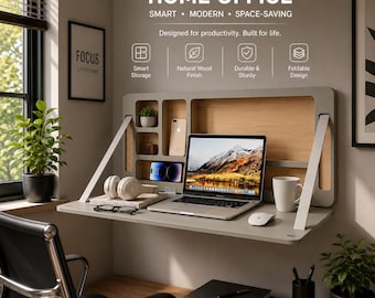 Wandgemonteerd opvouwbaar bureau Zwevend werkstation Ruimtebesparend opvouwbaar bureau Thuiskantoor Muurbureau Kleine ruimte Computertafel Houten muurtafel