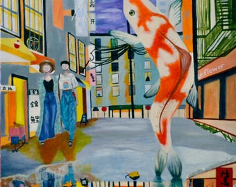 Bladerunner & Anime inspired surreal landscape giclee print