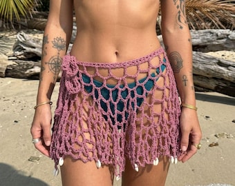 Crochet Beach Cover Up Skirt | Boho Swimwear Wrap | Mermaidcore Beach Skirt | Festival Crochet Sarong | Coastal Chic Beachwear