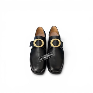 Colonial Buckle Shoes | 18th Century Leather Shoes | Georgian Historical Footwear | Revolutionary War Costume Shoes