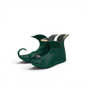 Elfenschuhe, mittelalterliche Poulaines, Stiefel mit hochgebogener Spitze, Fantasy-Schuhe, LARP-Cosplay, Leder-Pixie