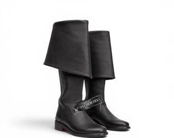 Pirate Leather Boots | Musketeer Cavalier Boots | Handmade Renaissance LARP Boots | Historical Leather Footwear