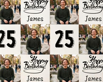 Custom Photo Birthday Wrapping Paper Roll, Personalized Name & Age Gift Wrap