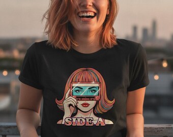 Side A Cassette Pop Art T-Shirt, Retro Comic Mixtape Tee, Analog Music Lover Shirt