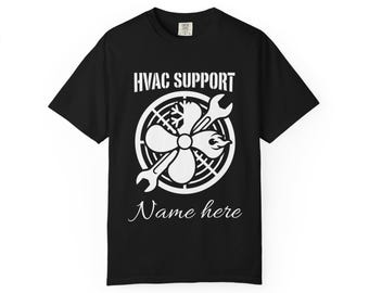 HVAC Support Fan Wrench Name Here T-shirt | Personalized HVAC Technician Tee