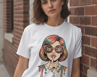 Retro Pop Art Drip T-Shirt, Sassy Pin Up Women Tee, Unbothered Attitude Shirt