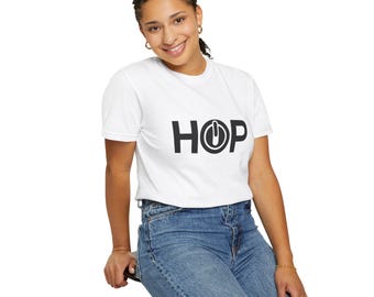 HOP Power Button Logo T-shirt | Minimal Tech Graphic Tee