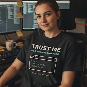 Prompt Engineer T-Shirt, AI Developer Humor Tee, Programmer Coding Shirt, Software Engineer Meme